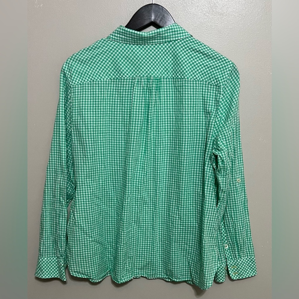 Crown & Ivy gingham long sleeve button down shirt 100 % cotton Size XL Petite - Picture 7 of 9